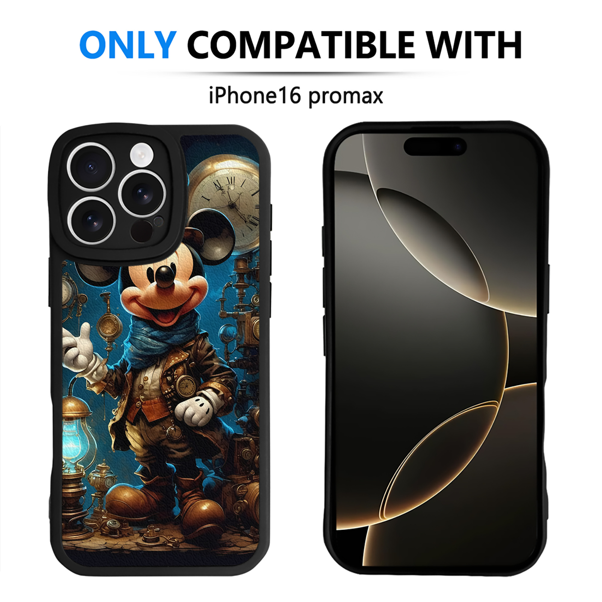 （画像用） ミッキーマウス Mickey Mouse 【iPhone 16シリーズ対応】シリコンスマホケース（レザー調） 材質：シリコン